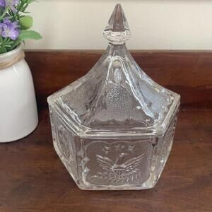 Vintage Indiana Glass Colonial Star & Eagle Candy Dish 1970’s Tiara Exclusive​​​